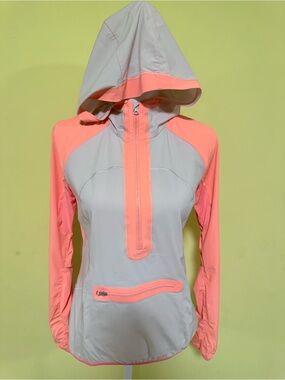 lululemon athletica Light Gray and Coral Hooded Pullover Jacket